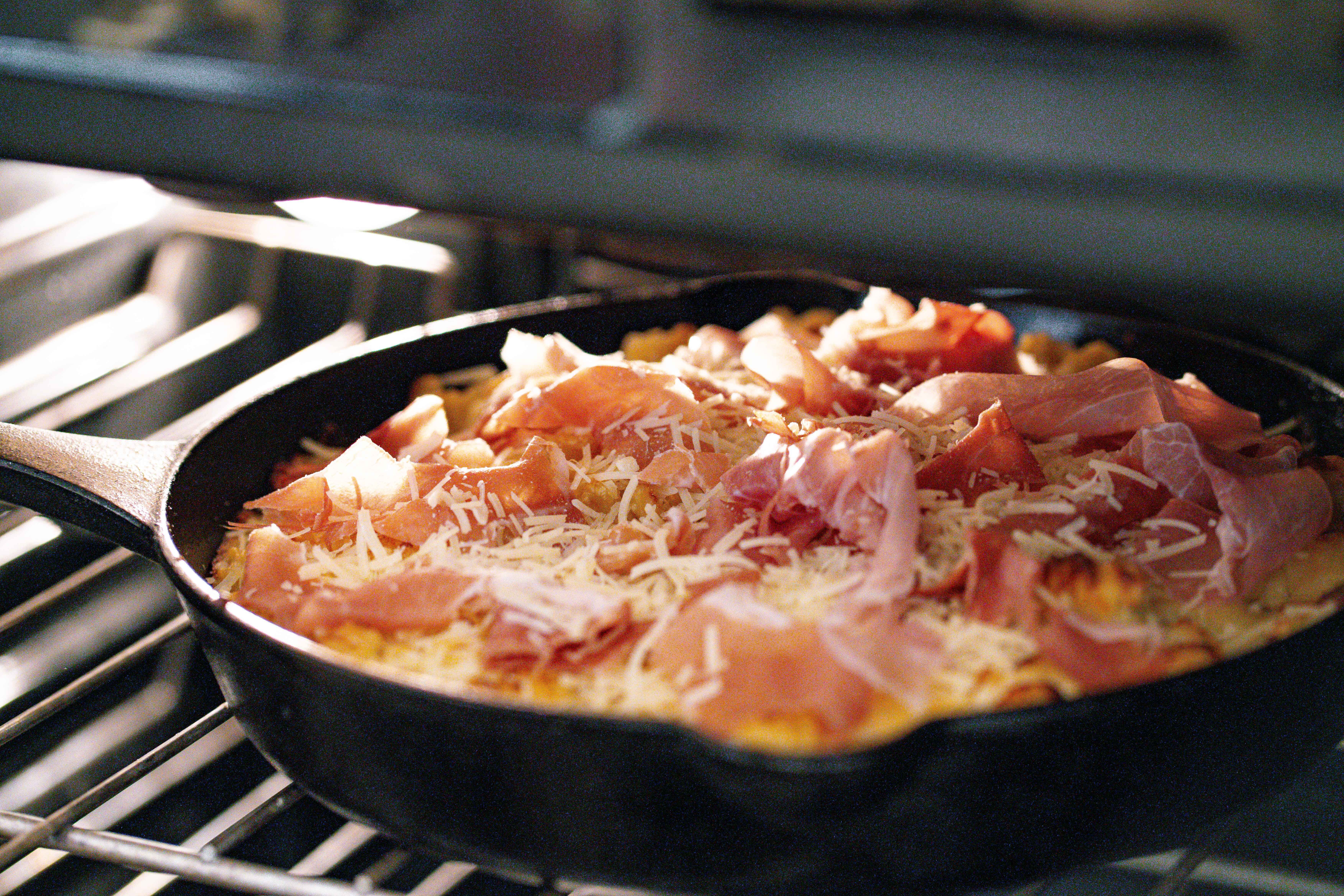 Cast Iron Macaroni and Cheese in the oven