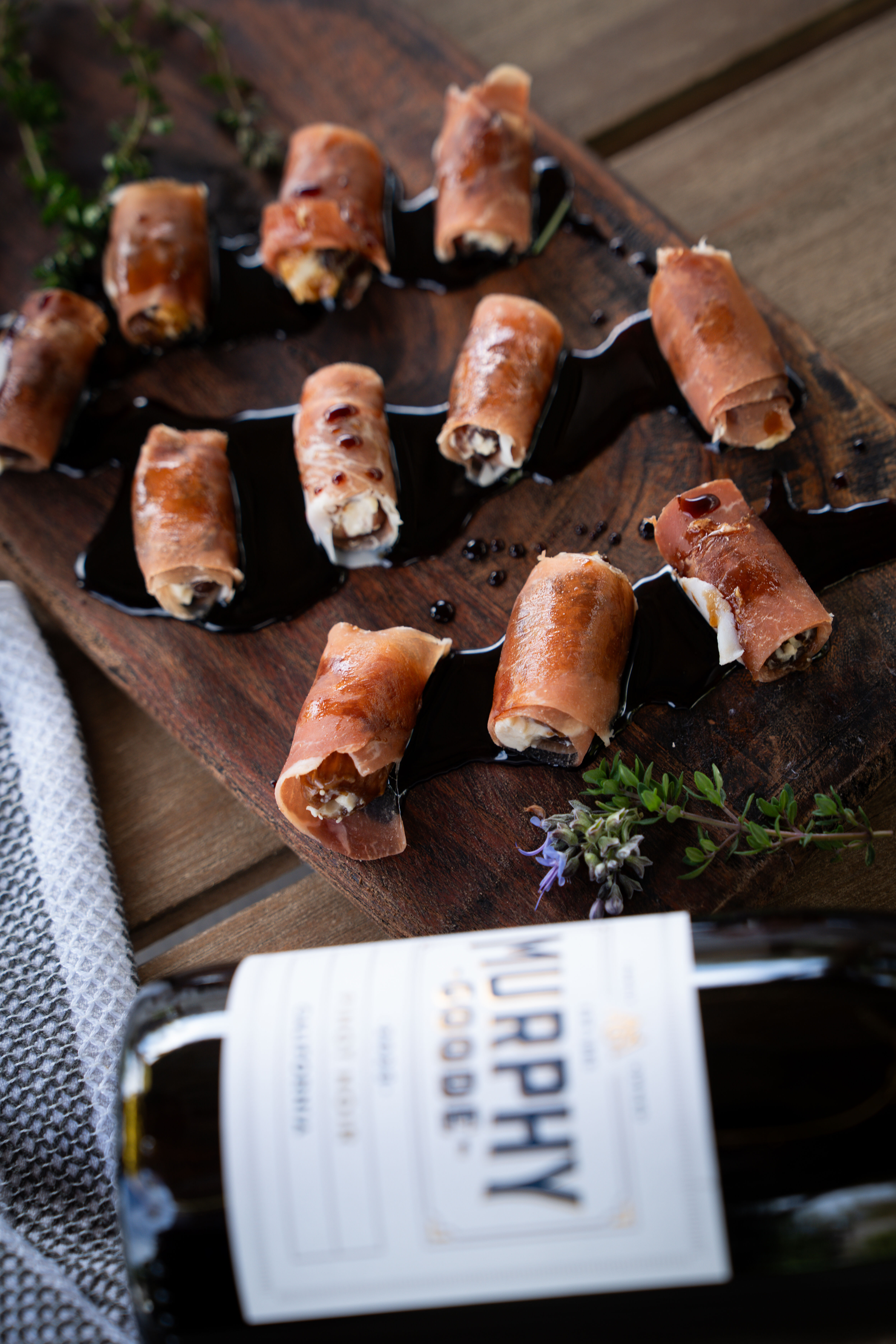 Wrapped dates with Pinot Noir