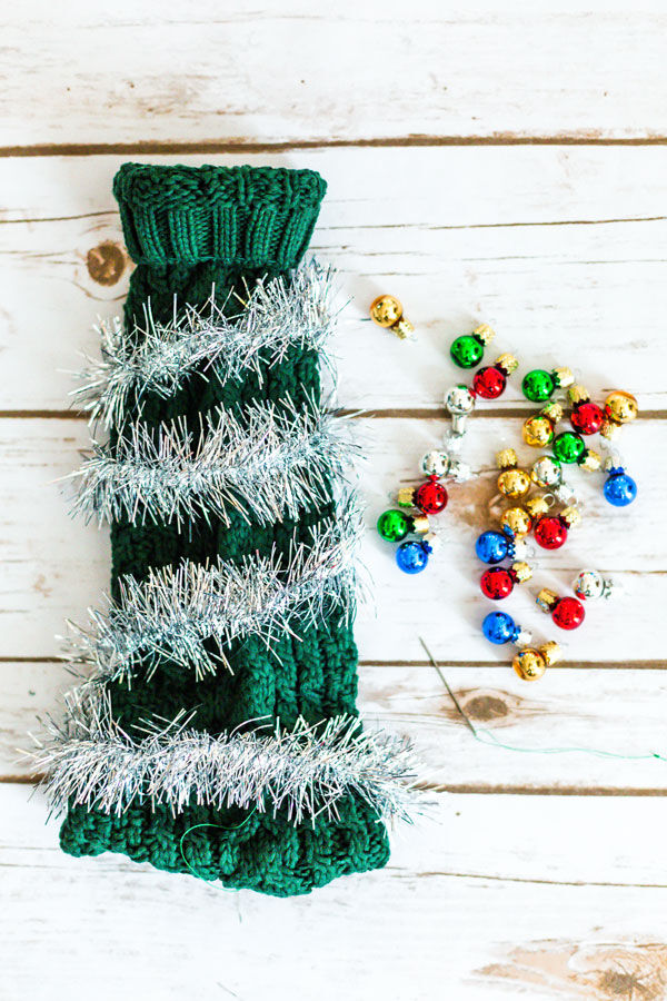Adding tinsel Adding tinsel