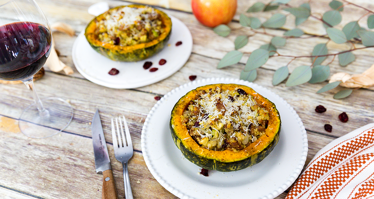 Apple & Sausage stuffed kobocha squash