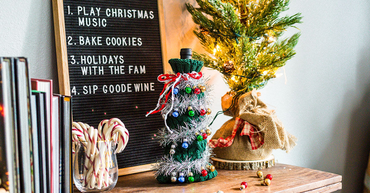 Ugly sweater on a wine bottle