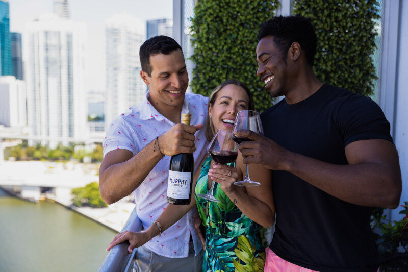 Enjoying a glass of Murphy-Goode Pinot Noir