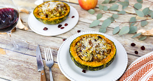 Apple & Sausage Stuffed Kobocha Squash