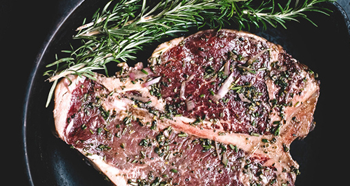 Reverse Sear Porterhouse Steak with Herb Roasted Potatoes, Broccolini, and Romanesco